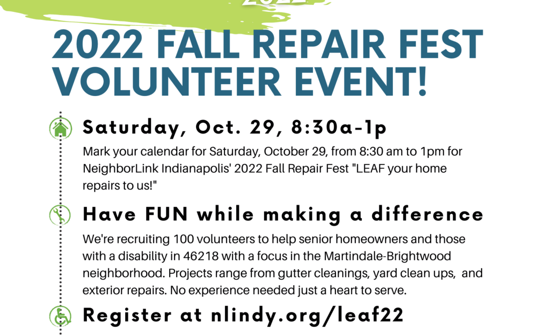 NeighborLink’s 2022 Fall Repair Fest–Leaf Your Home Repairs to Us